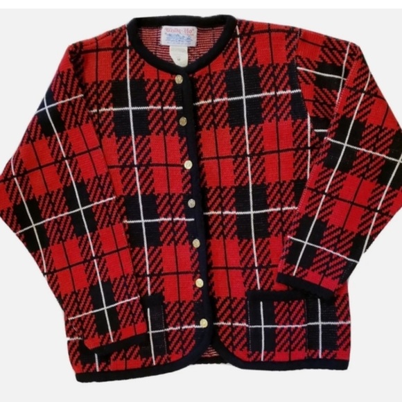 CLASSIC ELEMENTS Red Tartan Cardigan Plaid Sweater NWOT - Picture 3 of 11